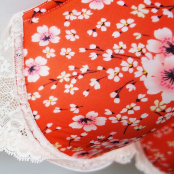 Victorias Secret Dream Angel Lined Demi Floral Orange Bra (40D) NWOT! - Picture 3 of 9
